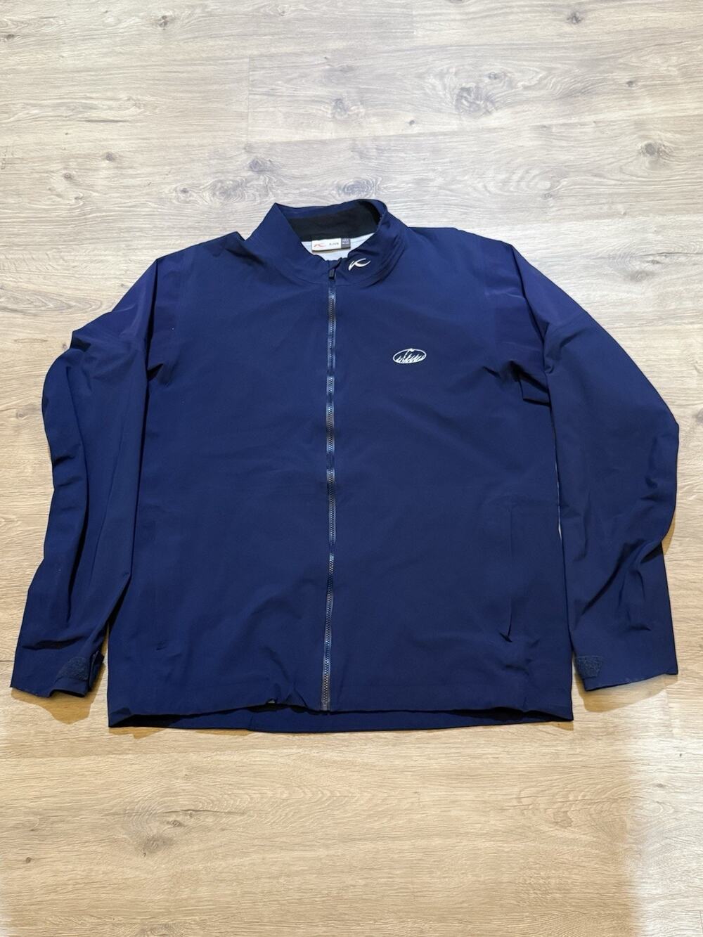 KJUS Pro 3L Golf Rain Jacket Mens 56/2XL Waterproof Windproof Blue Full Zip